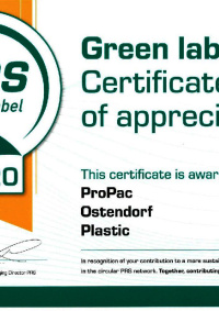 PRS Green Label Certificate of Appreciation