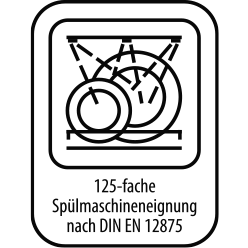 125-fache Spülmaschineneignung nach DIN 12875